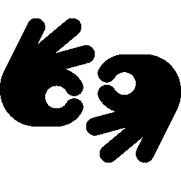 Icon of two hands signifying American Sign Language.